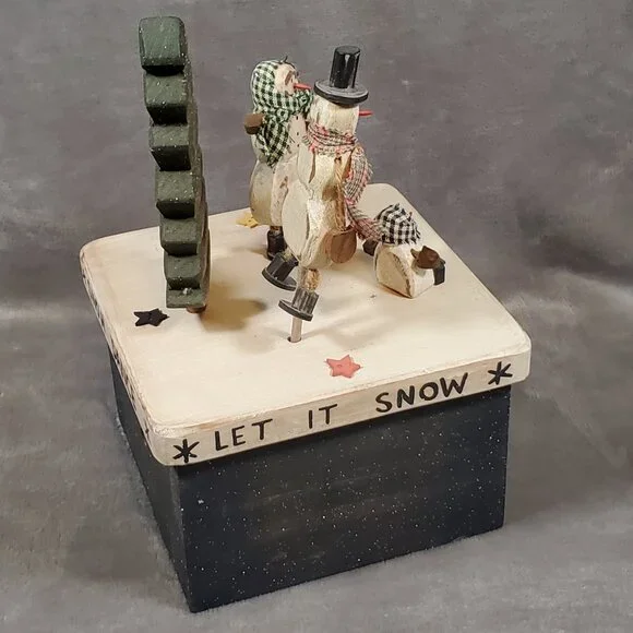 Handcrafted Vintage Toy Wooden Hand Crank Dancing Snowman Family ❄️Snow Dance❄️ - Picture 4 of 7